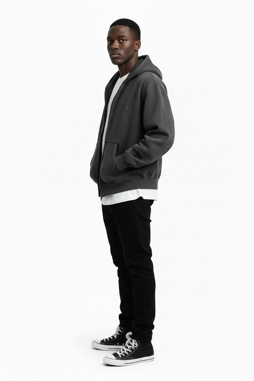 Ellenvinis Watch Peeker Zip Up Hoodie 1200GMS Heavyweight Streetwear