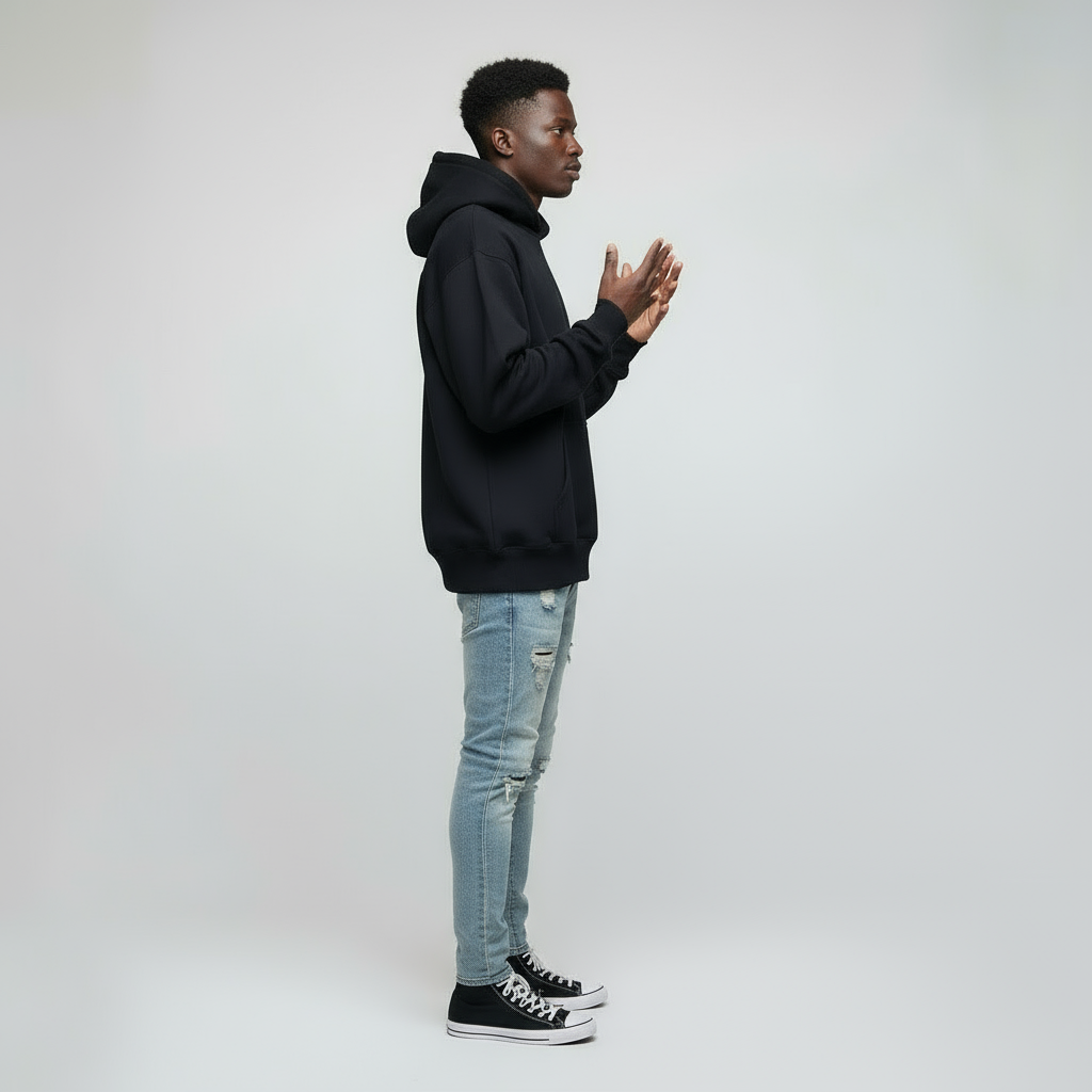 1800 GSM 'Black Swarovski Crystals' Hoodie with CRDLCK™