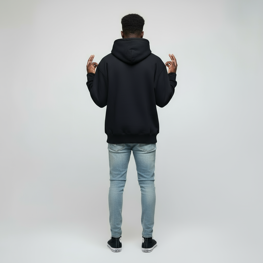 1800 GSM 'Black Swarovski Crystals' Hoodie with CRDLCK™