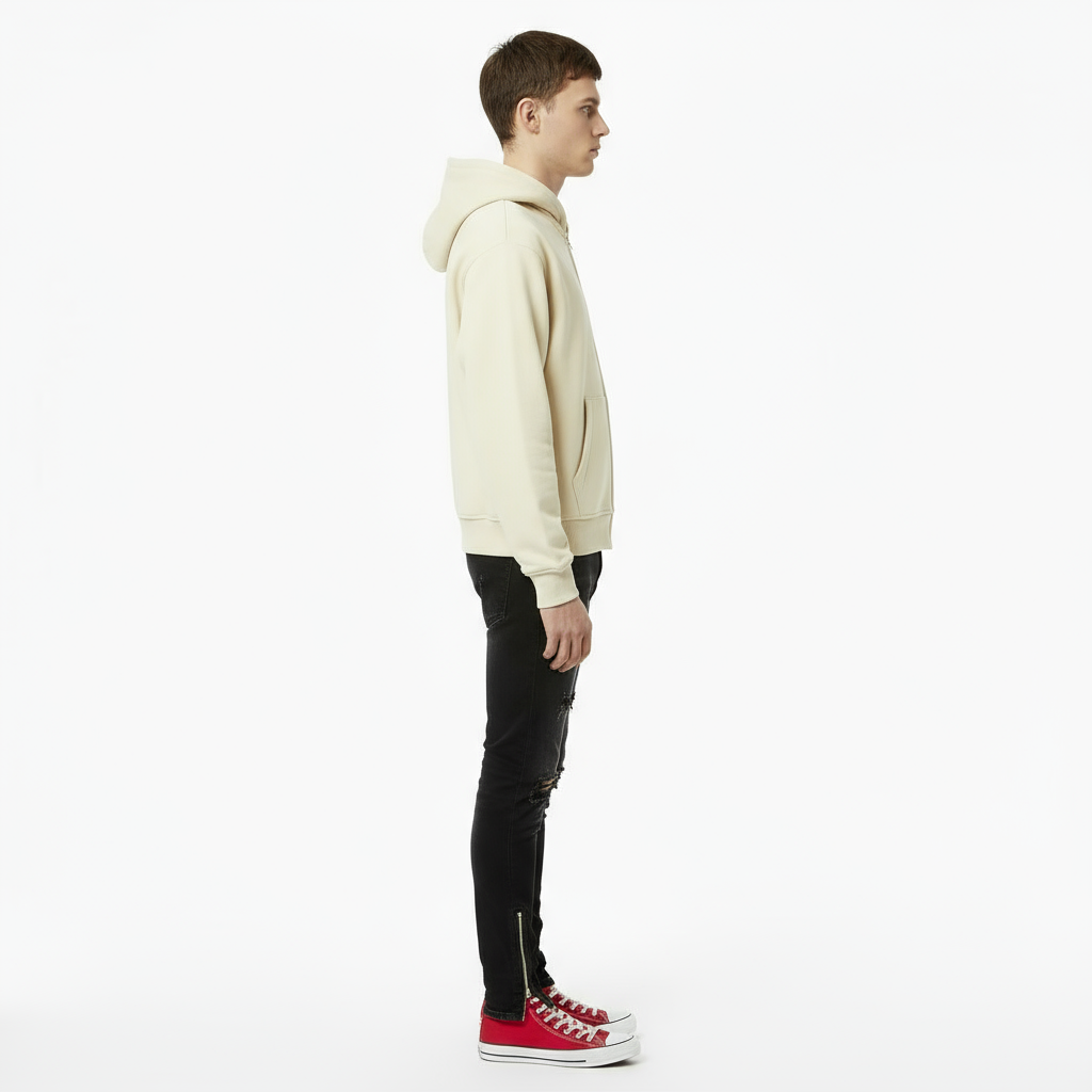 Ellenvinis Reversible 1800 GSM "Coconut Cream" Zip-Up Hoodie