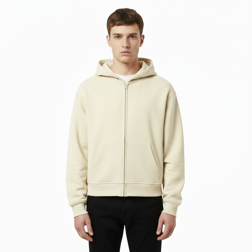 Ellenvinis Reversible 1800 GSM "Coconut Cream" Zip-Up Hoodie