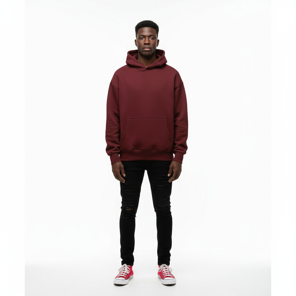 Ellenvinis 1800 GSM 'Washed Wine Berry' Hoodie with CRDLCK™