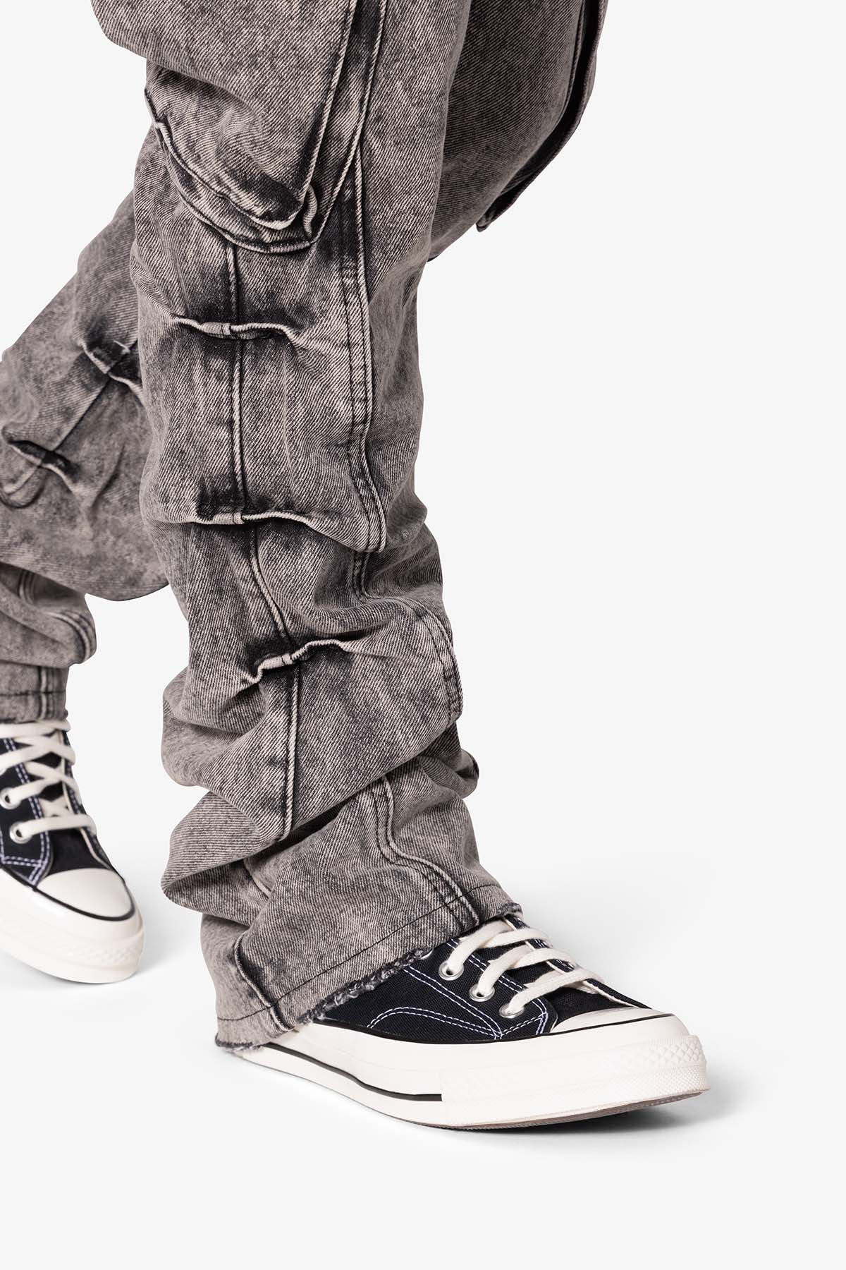 B647 Cargo Seamed Flare Denim - Grey