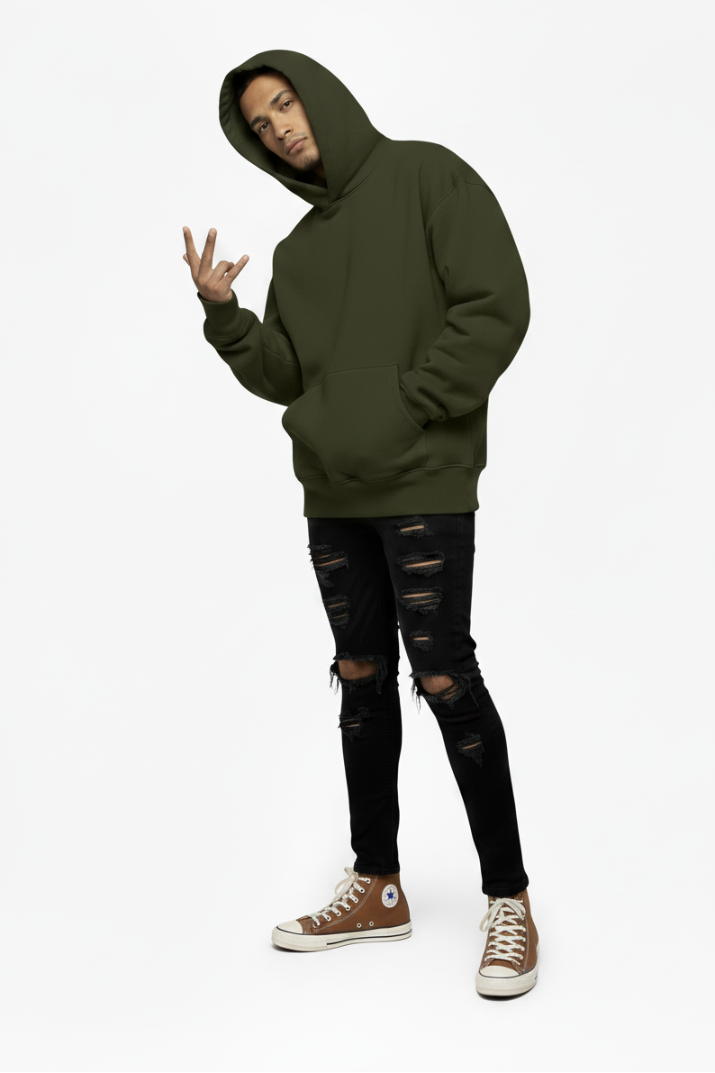 Ellenvinis 1800GSM Burnt Olive Hoodie with CRDLCK™ Heavyweight Double Layer Streetwear