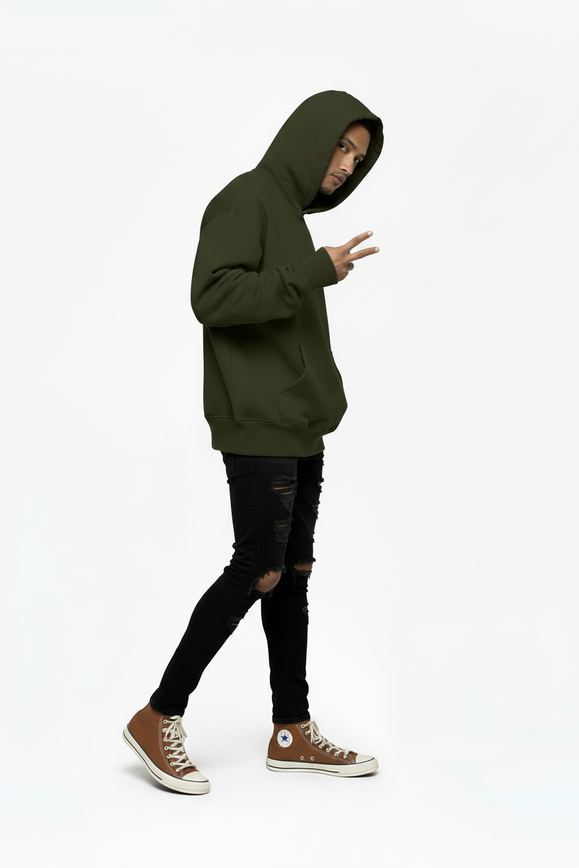 Ellenvinis 1800GSM Burnt Olive Hoodie with CRDLCK™ Heavyweight Double Layer Streetwear