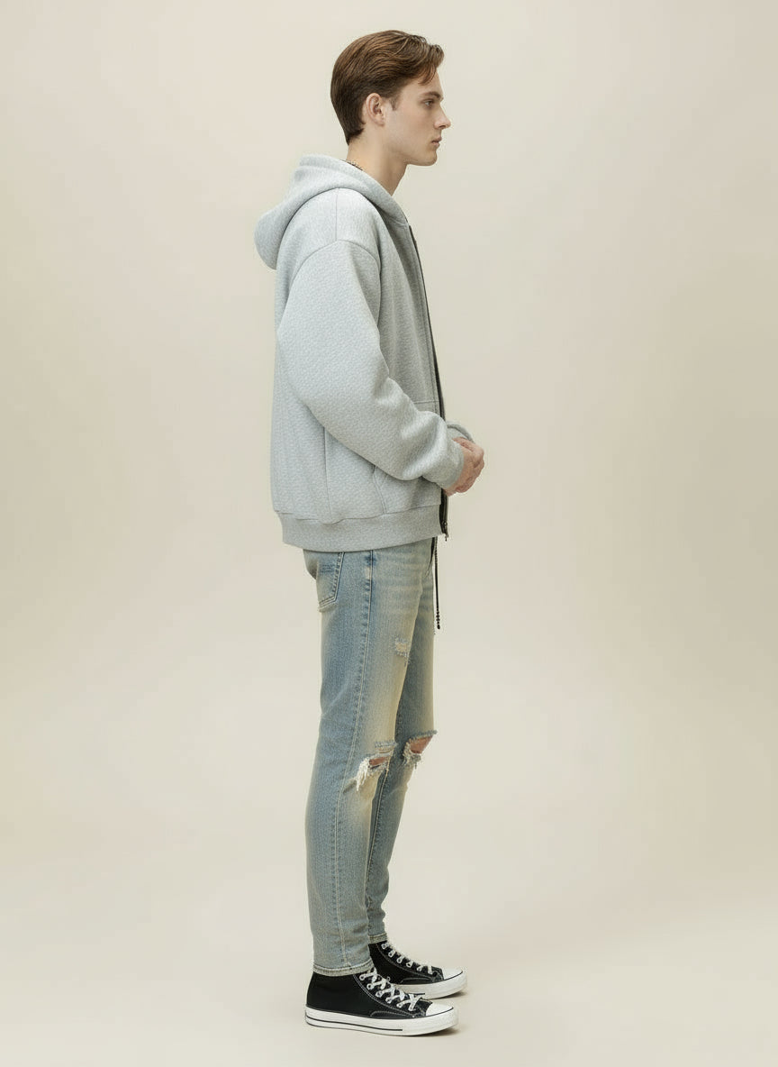 Ellenvinis Burgundy 3.0 Double-Sided Composite 1800gsm  Air Layer Hooded Zip Sweater Jacket