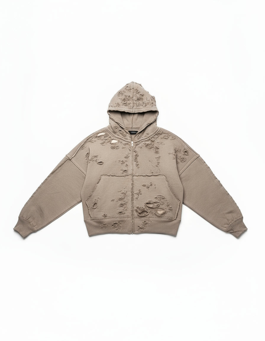 Ellenvinis 1800GSM Oversized Double-Layer Washed Distressed Hoodie for Men & Women