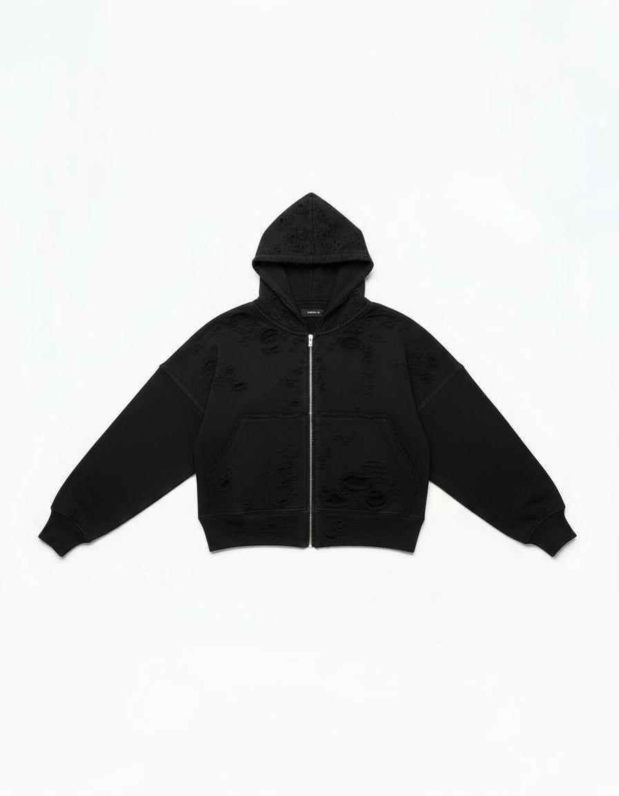 Ellenvinis 1800GSM Oversized Double-Layer Washed Distressed Hoodie for Men & Women