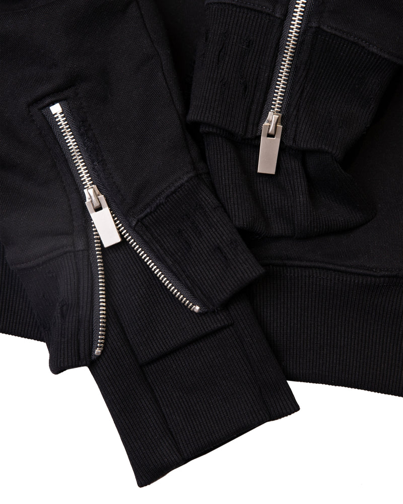 Ellenvinis 600GSM Washed Distressed Zipper Hoodie – Slim Fit