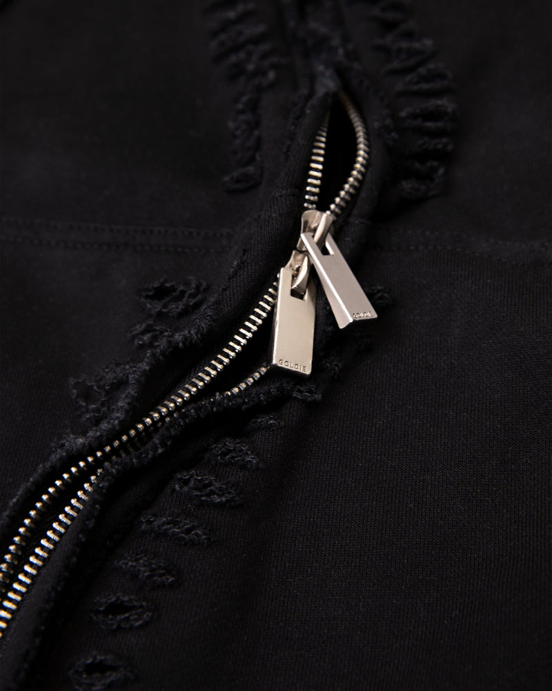 Ellenvinis 600GSM Washed Distressed Zipper Hoodie – Slim Fit