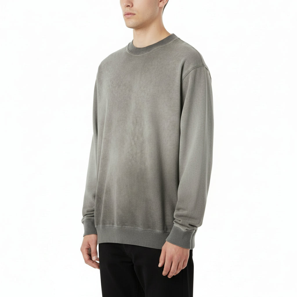 Ellenvinis Dim Grey Heavyweight 430gms 復古洗刷絨圓領運動衫 中性超大街頭服飾