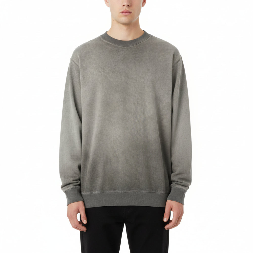 Ellenvinis Dim Grey Heavyweight 430gms 復古洗刷絨圓領運動衫 中性超大街頭服飾