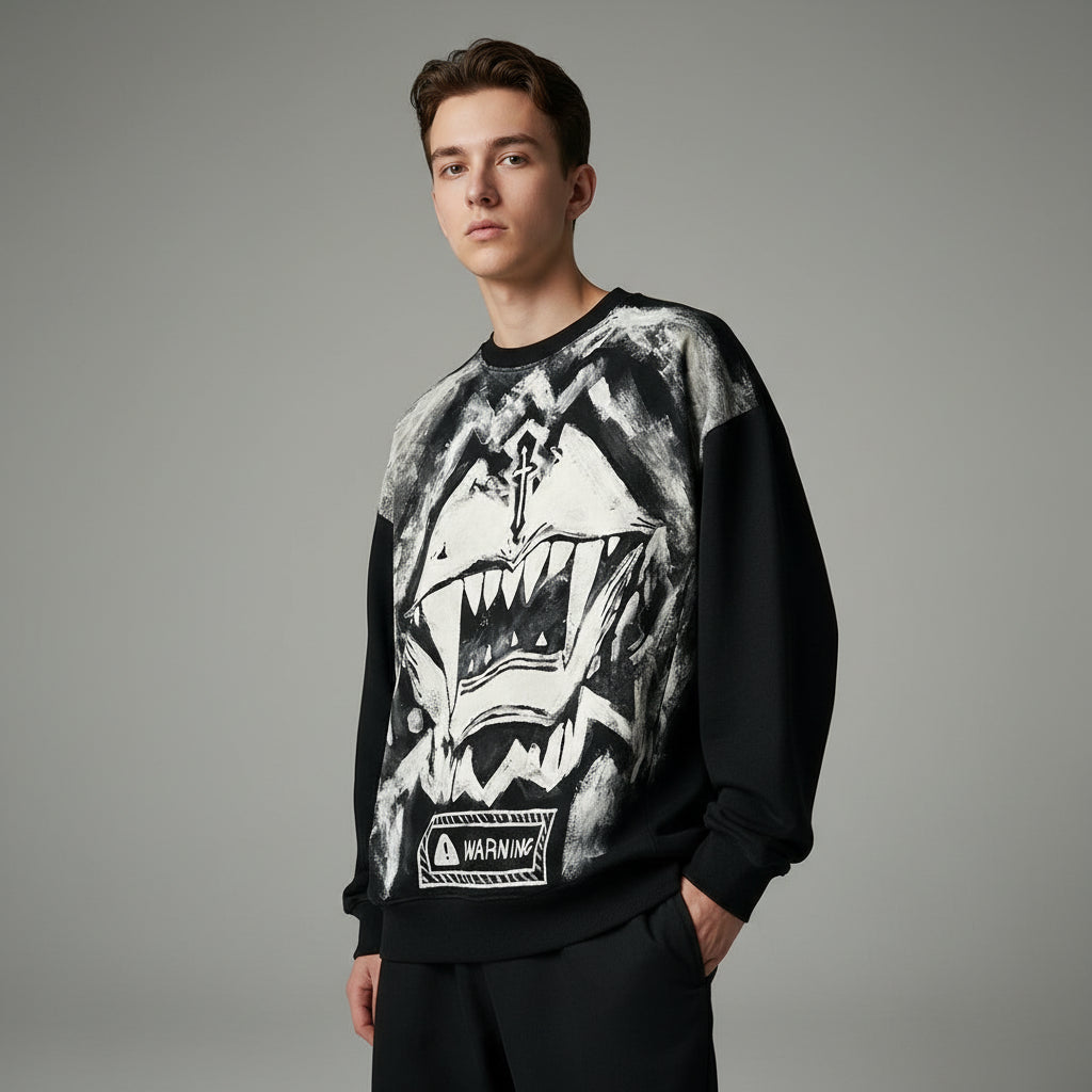 Ellenvinis 600GMS Distressed Washed Print Hoodie - Retro Vintage Graphic Sweatshirt Oversized Fit