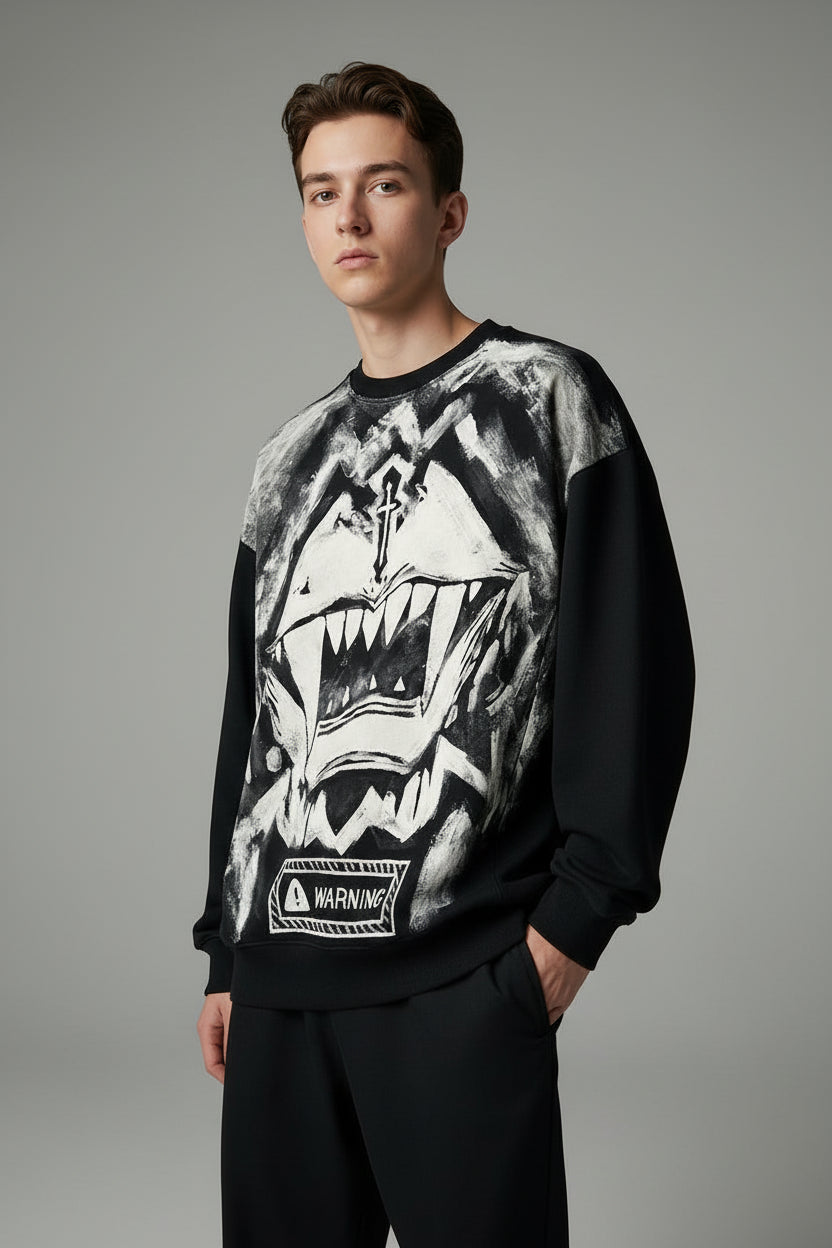 Ellenvinis 600GMS Distressed Washed Print Hoodie Retro Vintage Graphic Oversized Fit