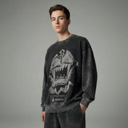 Ellenvinis 600GMS Distressed Washed Print Hoodie - Retro Vintage Graphic Sweatshirt Oversized Fit