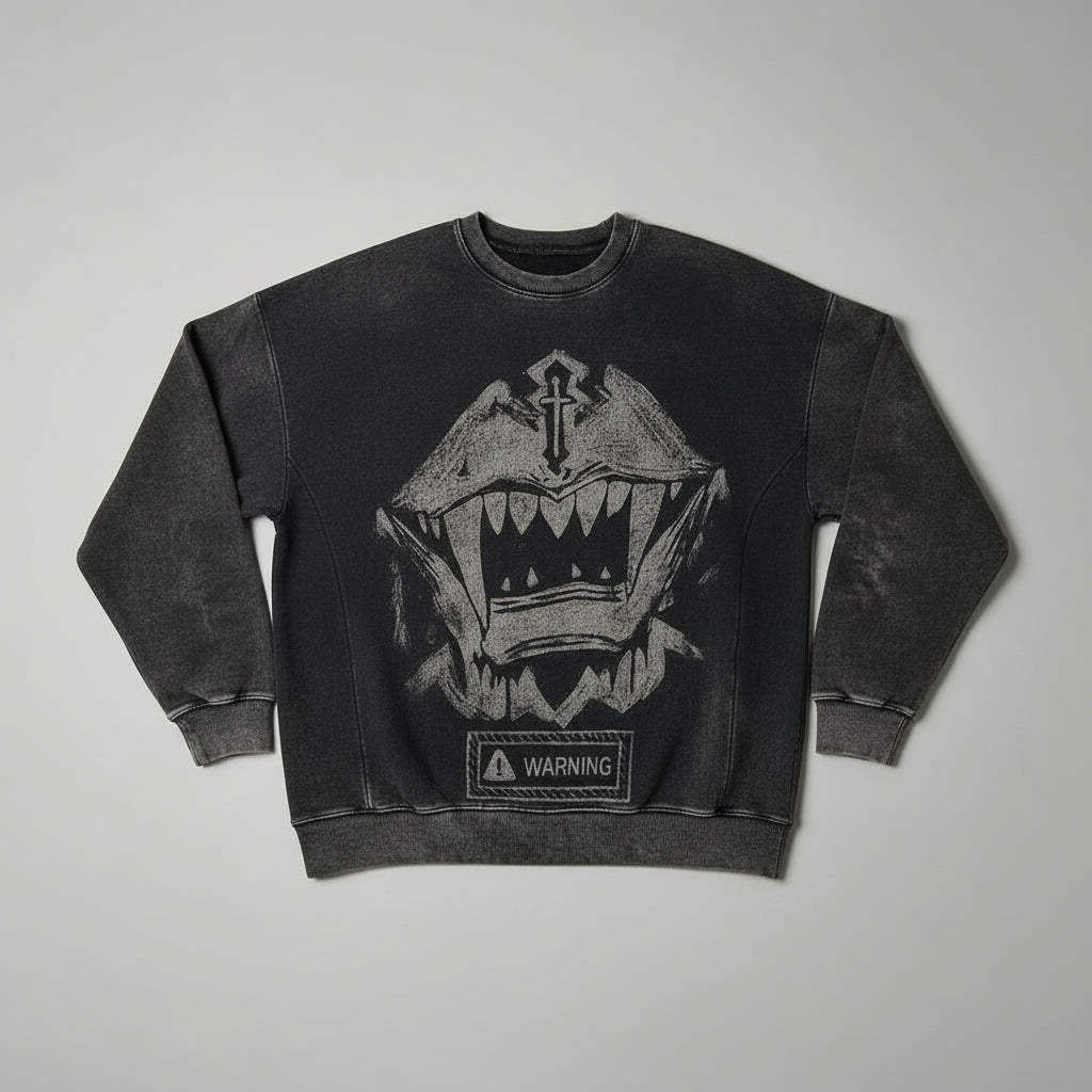 Ellenvinis 600GMS Distressed Washed Print Hoodie - Retro Vintage Graphic Sweatshirt Oversized Fit