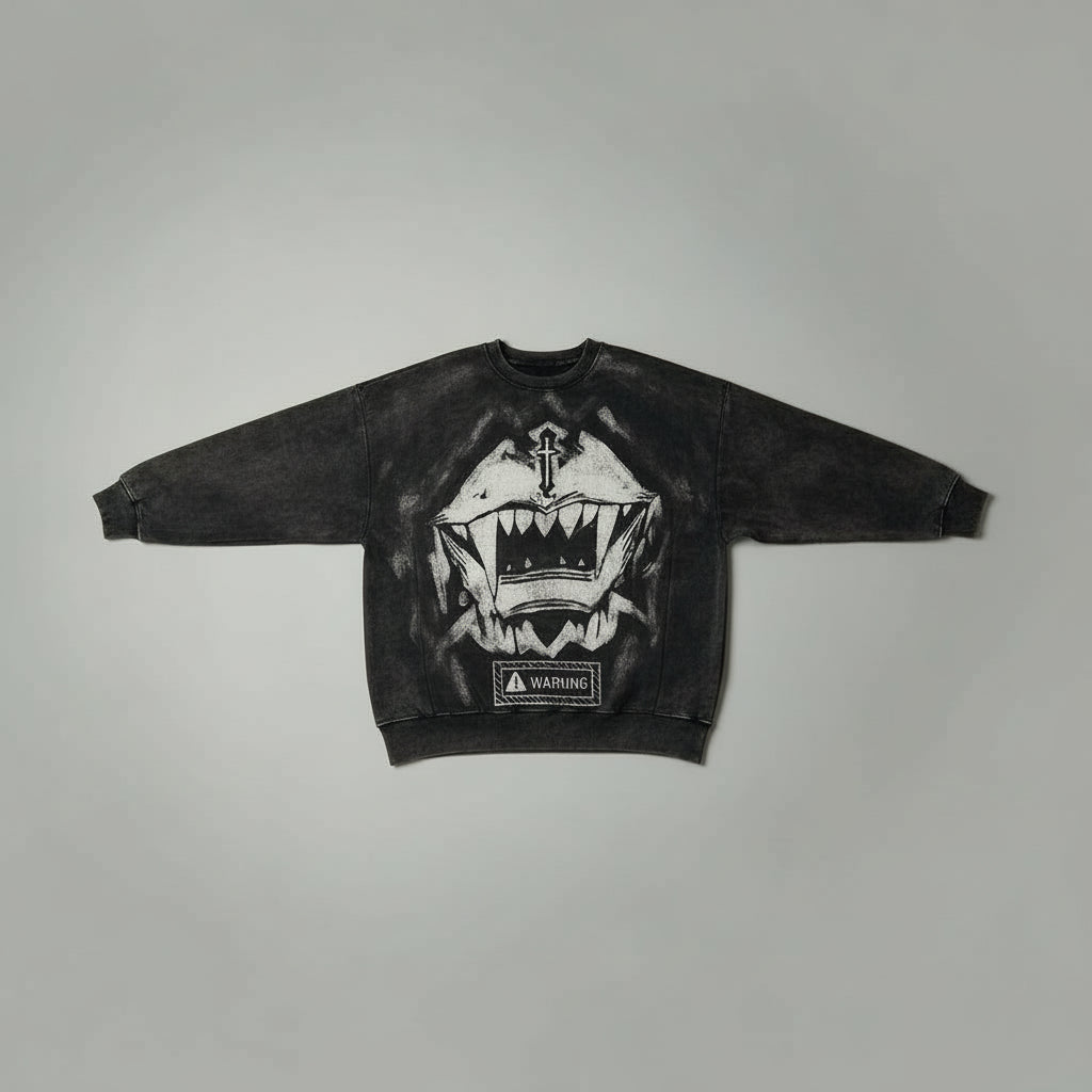 Ellenvinis 600GMS Distressed Washed Print Hoodie - Retro Vintage Graphic Sweatshirt Oversized Fit