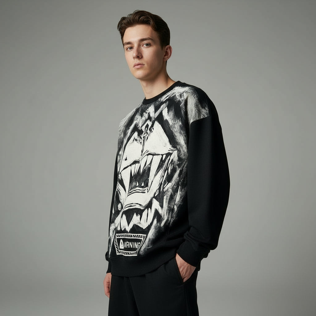 Ellenvinis 600GMS Distressed Washed Print Hoodie - Retro Vintage Graphic Sweatshirt Oversized Fit