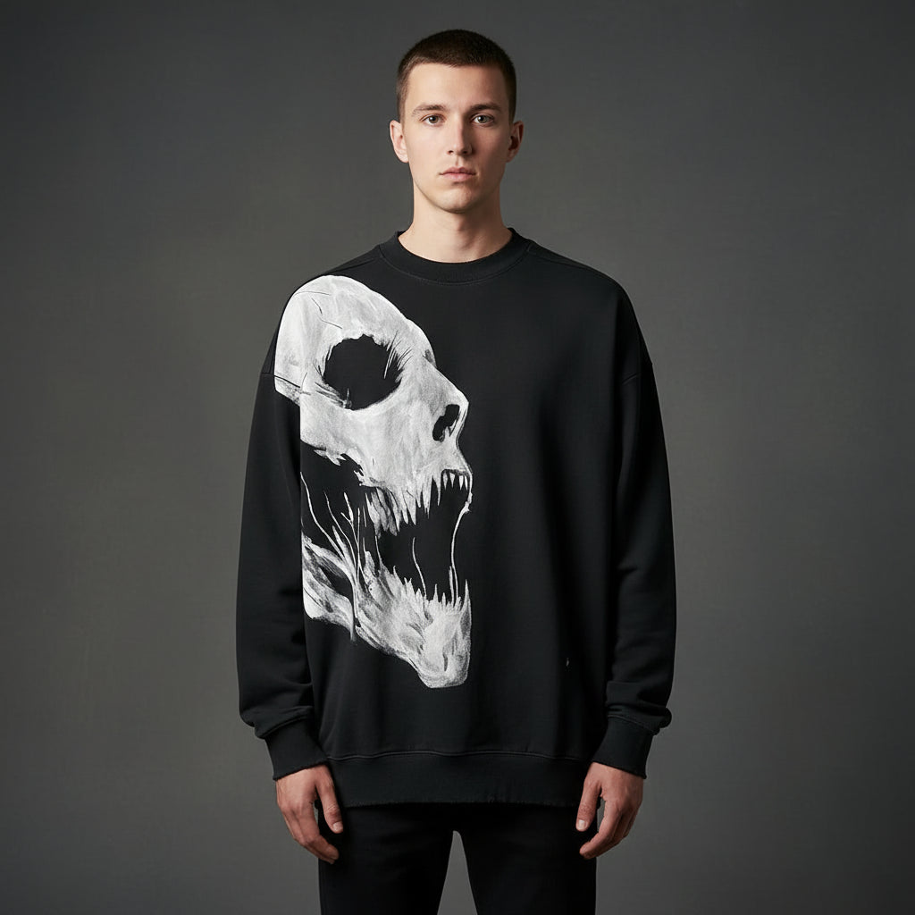 Ellenvinis Heavyweight 450GMS Oversized Sweatshirt – Streetwear Captive Head Graphic Graffiti Pullover for Men & Women