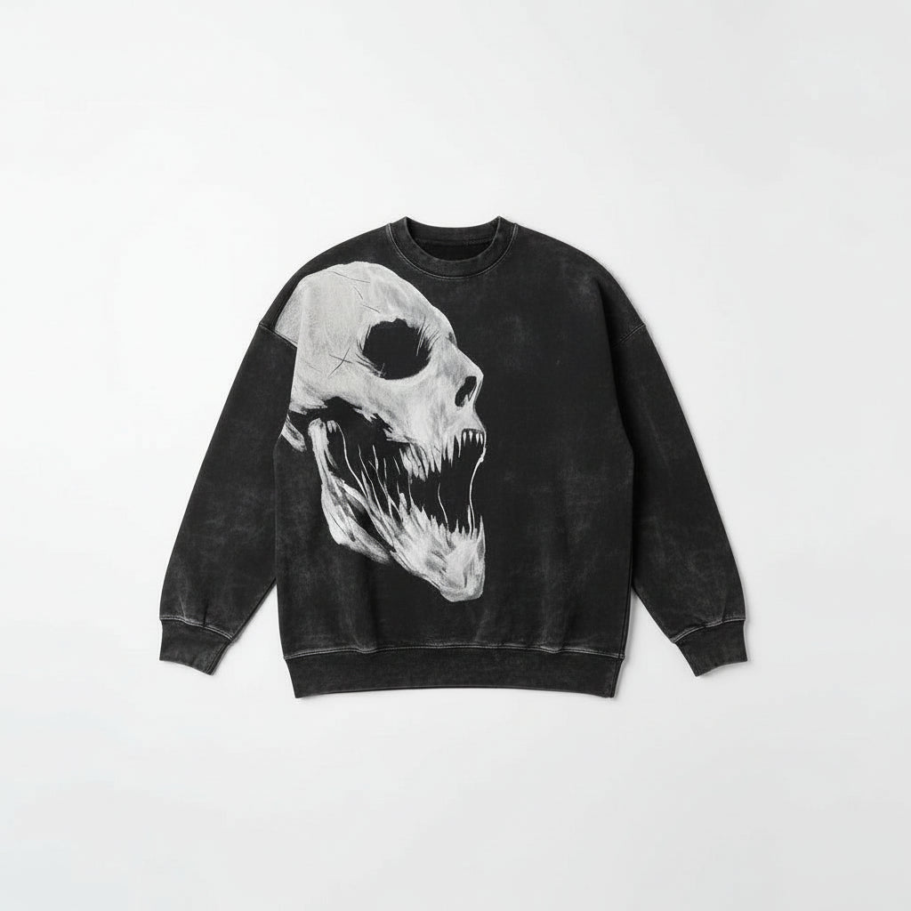 Ellenvinis Heavyweight 450GMS Oversized Sweatshirt – Streetwear Captive Head Graphic Graffiti Pullover for Men & Women