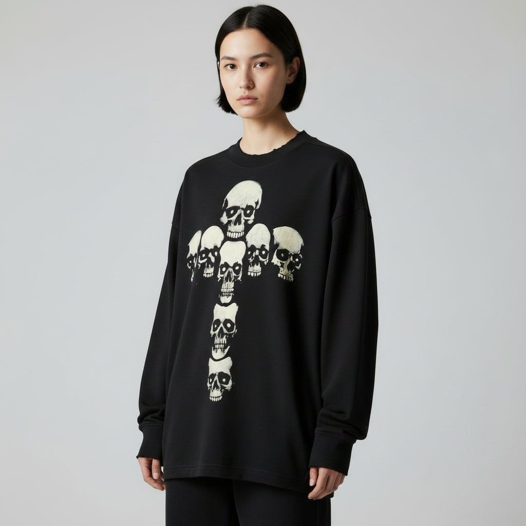 Ellenvinis Heavyweight 450GMS Oversized Sweatshirt – Streetwear Captive Head Graphic Graffiti Pullover for Men & Women