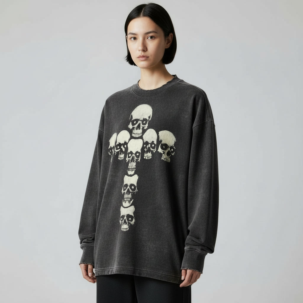 Ellenvinis Heavyweight 450GMS Oversized Sweatshirt – Streetwear Captive Head Graphic Graffiti Pullover for Men & Women