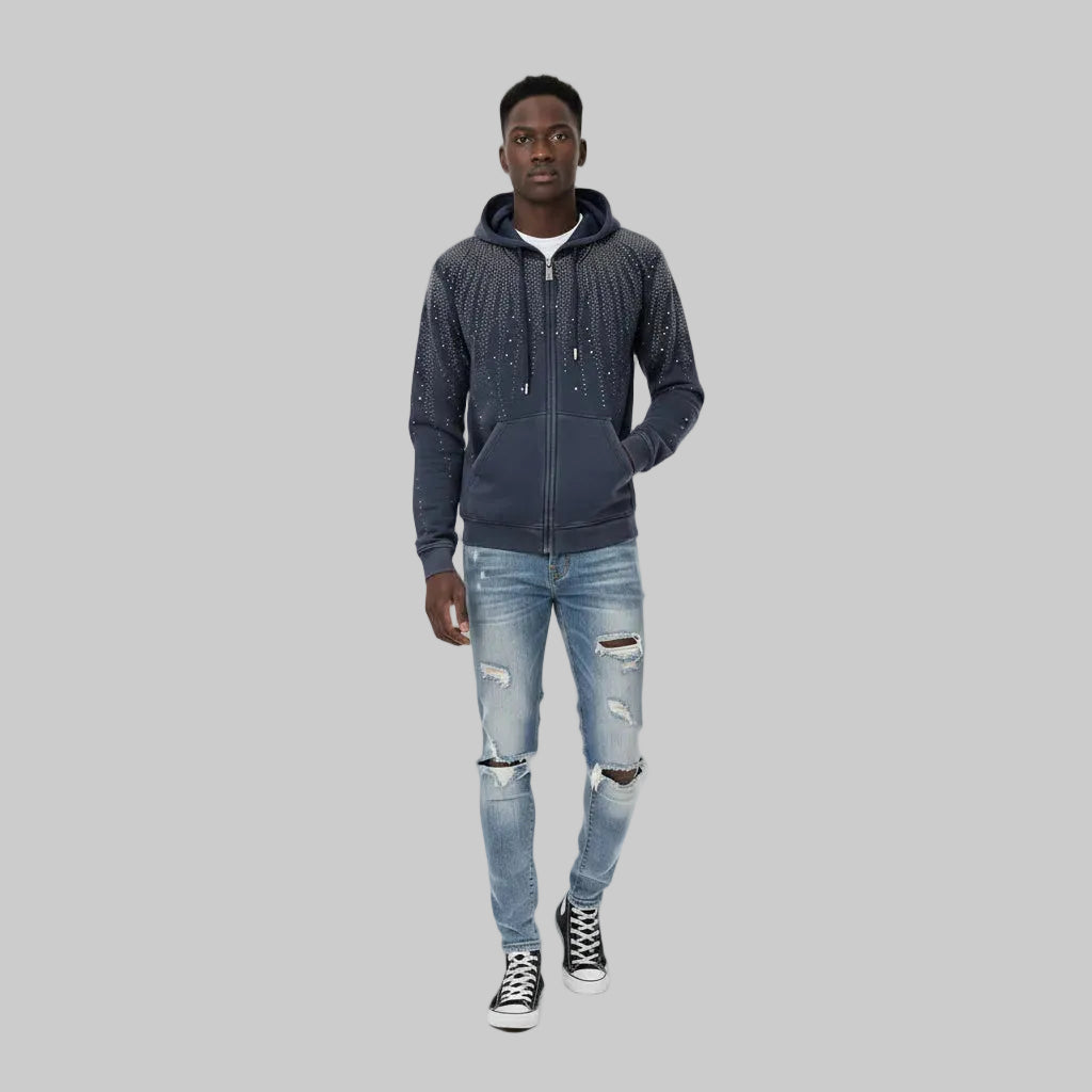 Ellenvinis Diamond Zip-Up Hoodie | 1800GMS Double-Layer Washed Design