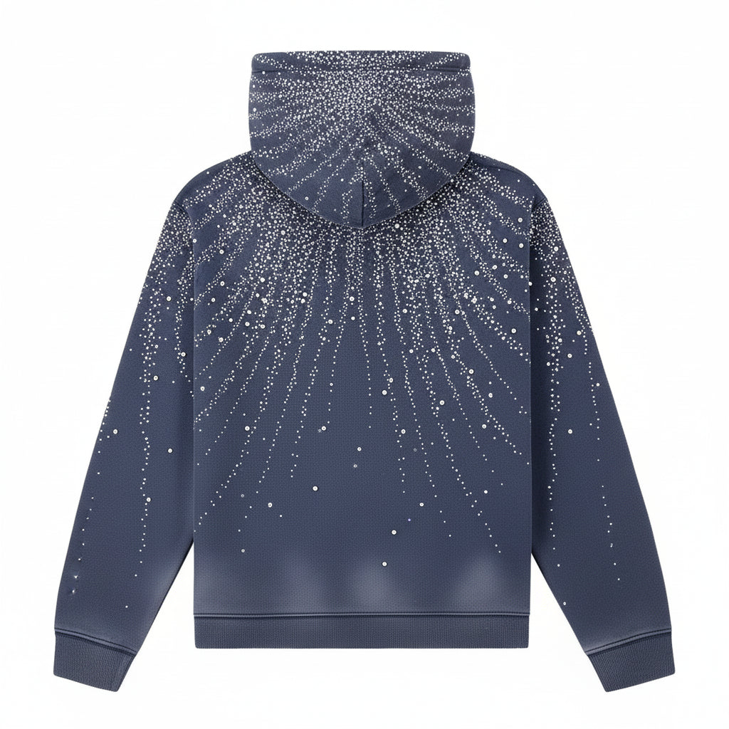 Ellenvinis Diamond Zip-Up Hoodie | 1800GMS Double-Layer Washed Design