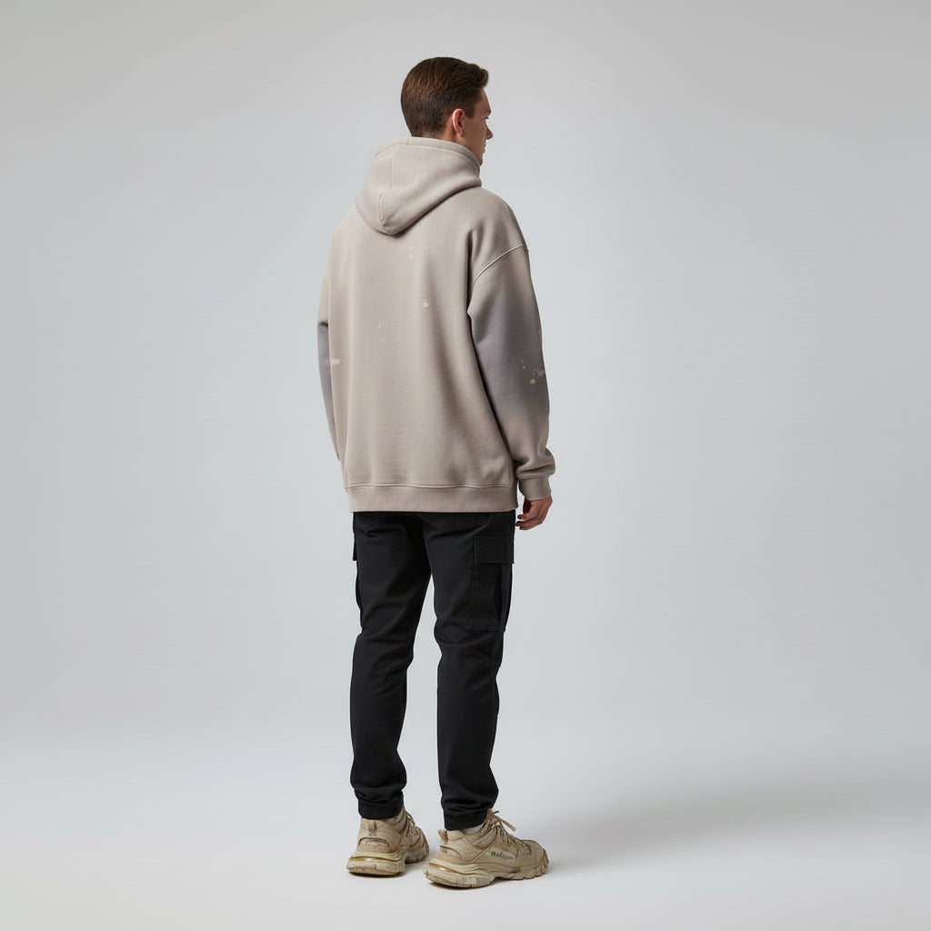 Ellenvinis 1800GMS High-Street Kanye-Inspired Ink Wash Gradient Distressed Heavyweight Hoodie