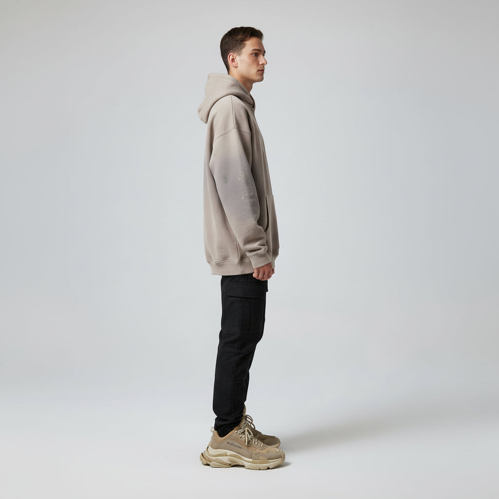 Ellenvinis 1800GMS High-Street Kanye-Inspired Ink Wash Gradient Distressed Heavyweight Hoodie