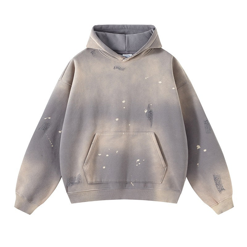 Ellenvinis 1800GMS High-Street Kanye-Inspired Ink Wash Gradient Distressed Heavyweight Hoodie
