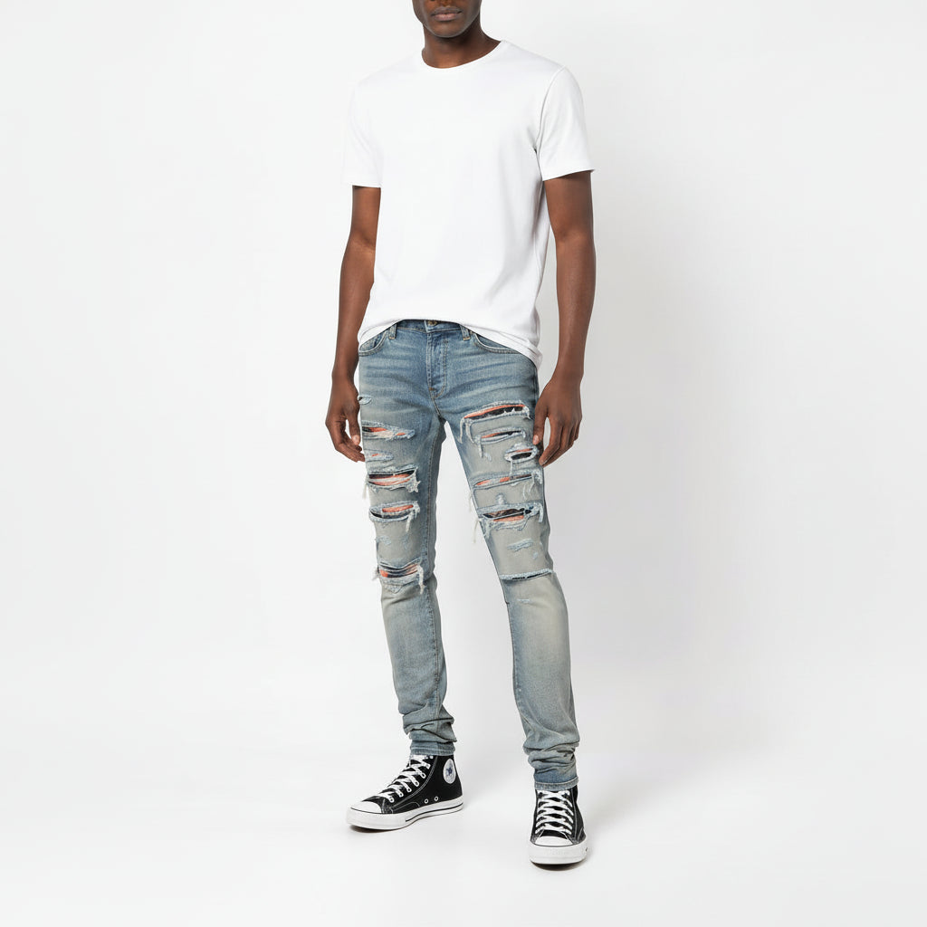 Ellenvinis Distressed Slim-Fit Street Jeans | High-Street Washed & Worn Denim