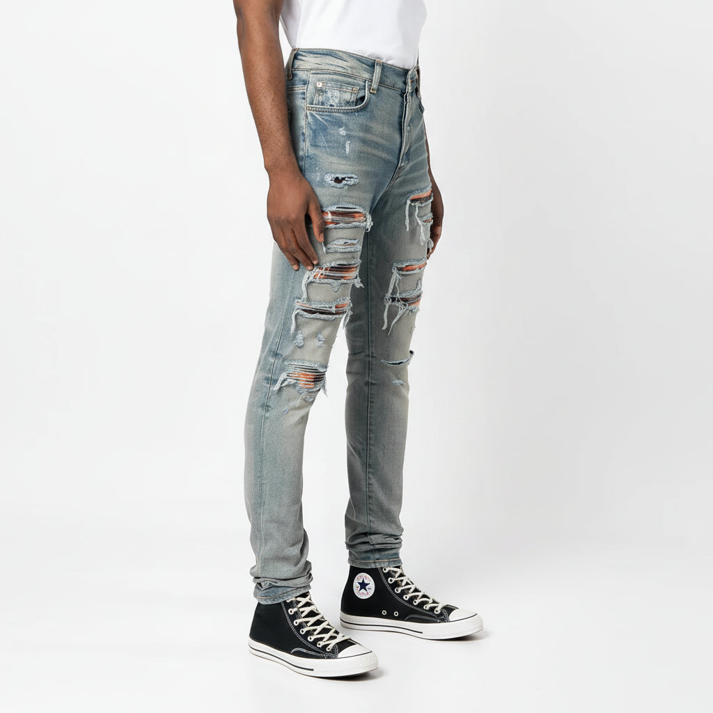 Ellenvinis Distressed Slim-Fit Street Jeans | High-Street Washed & Worn Denim