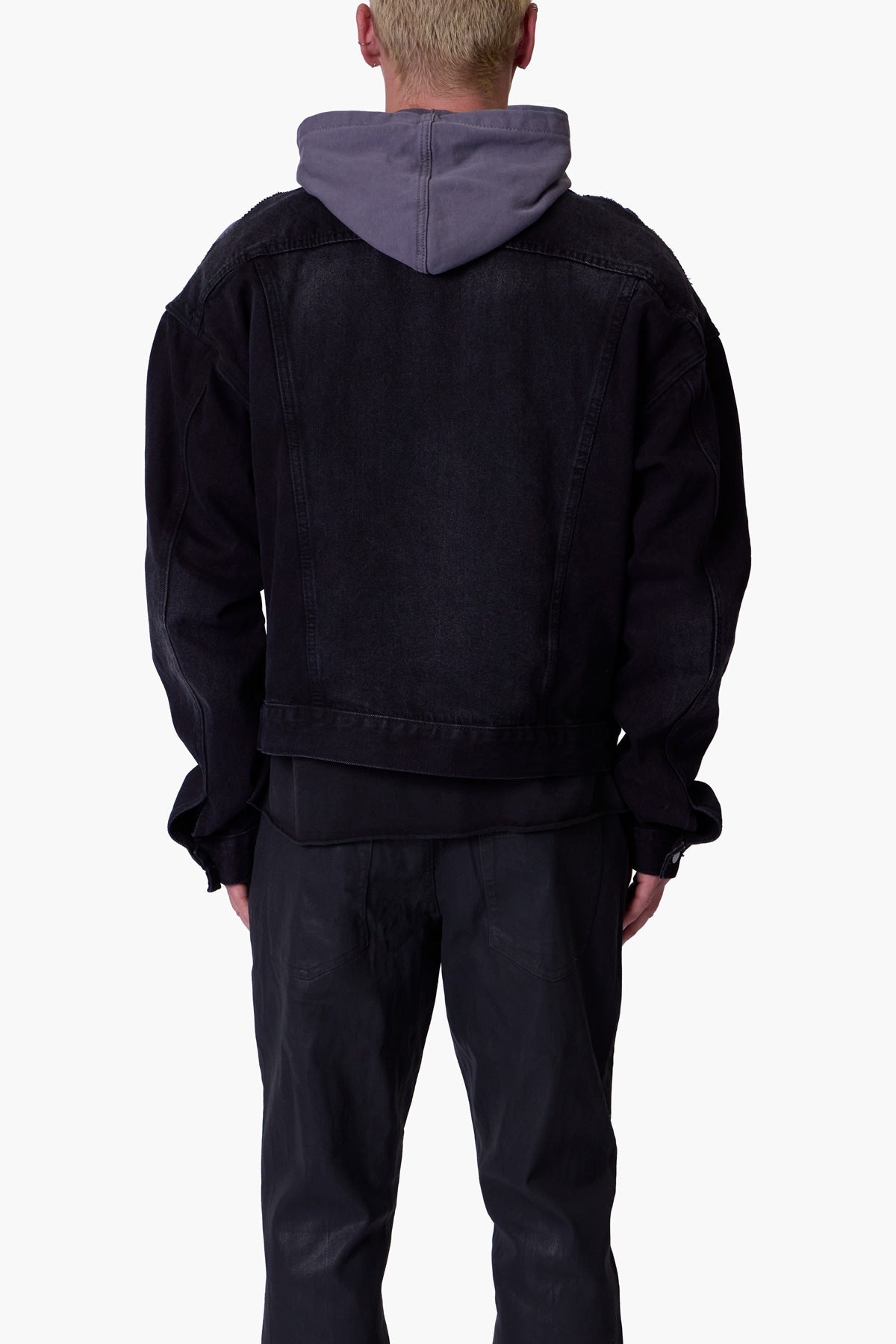 Denim Dissolved Trucker Jacket - Black/Grey