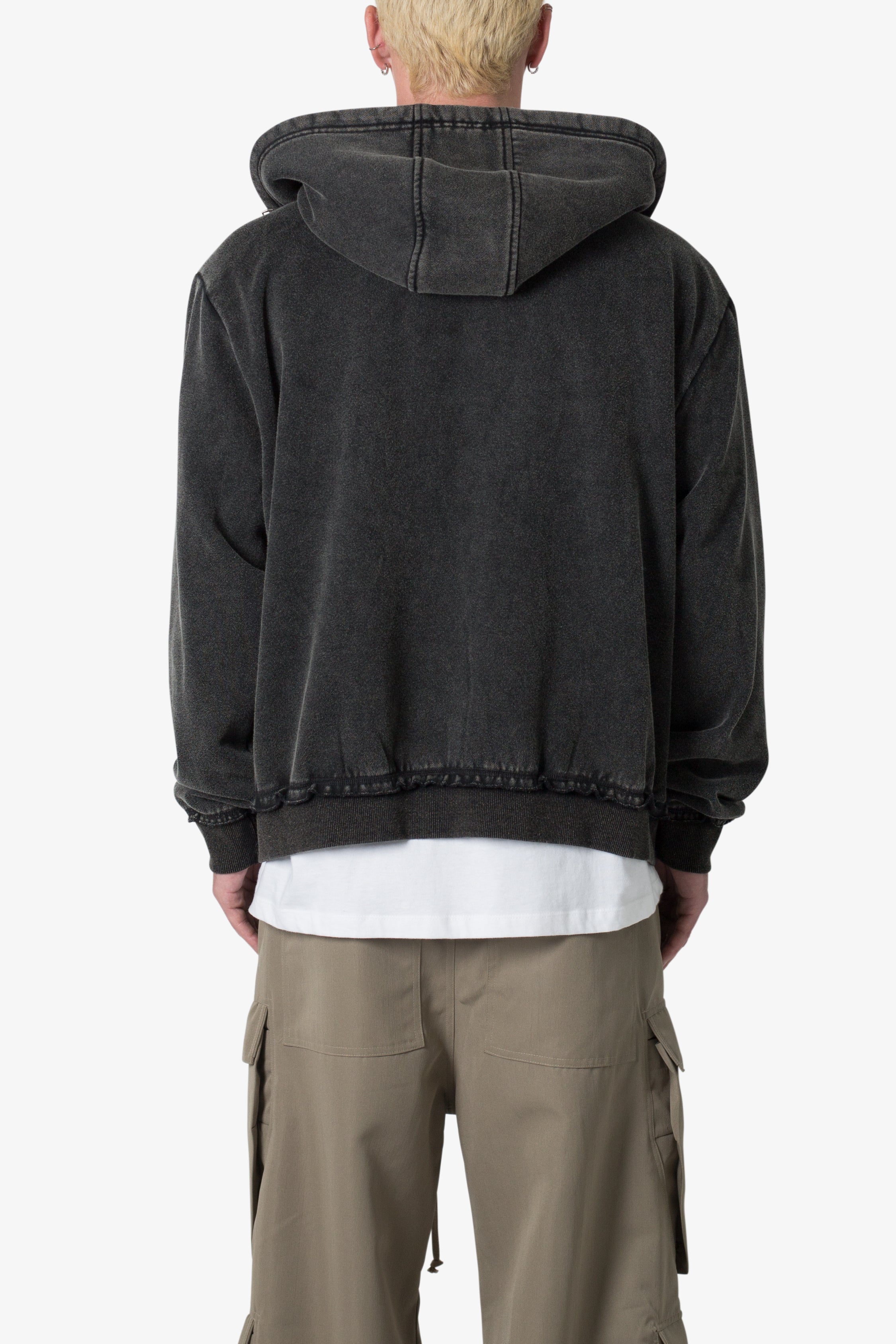 Ellenvinis1800 GMS  Dual Zipper Hoodie - Washed Black