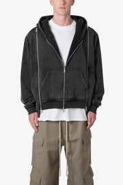 Ellenvinis1800 GMS  Dual Zipper Hoodie - Washed Black
