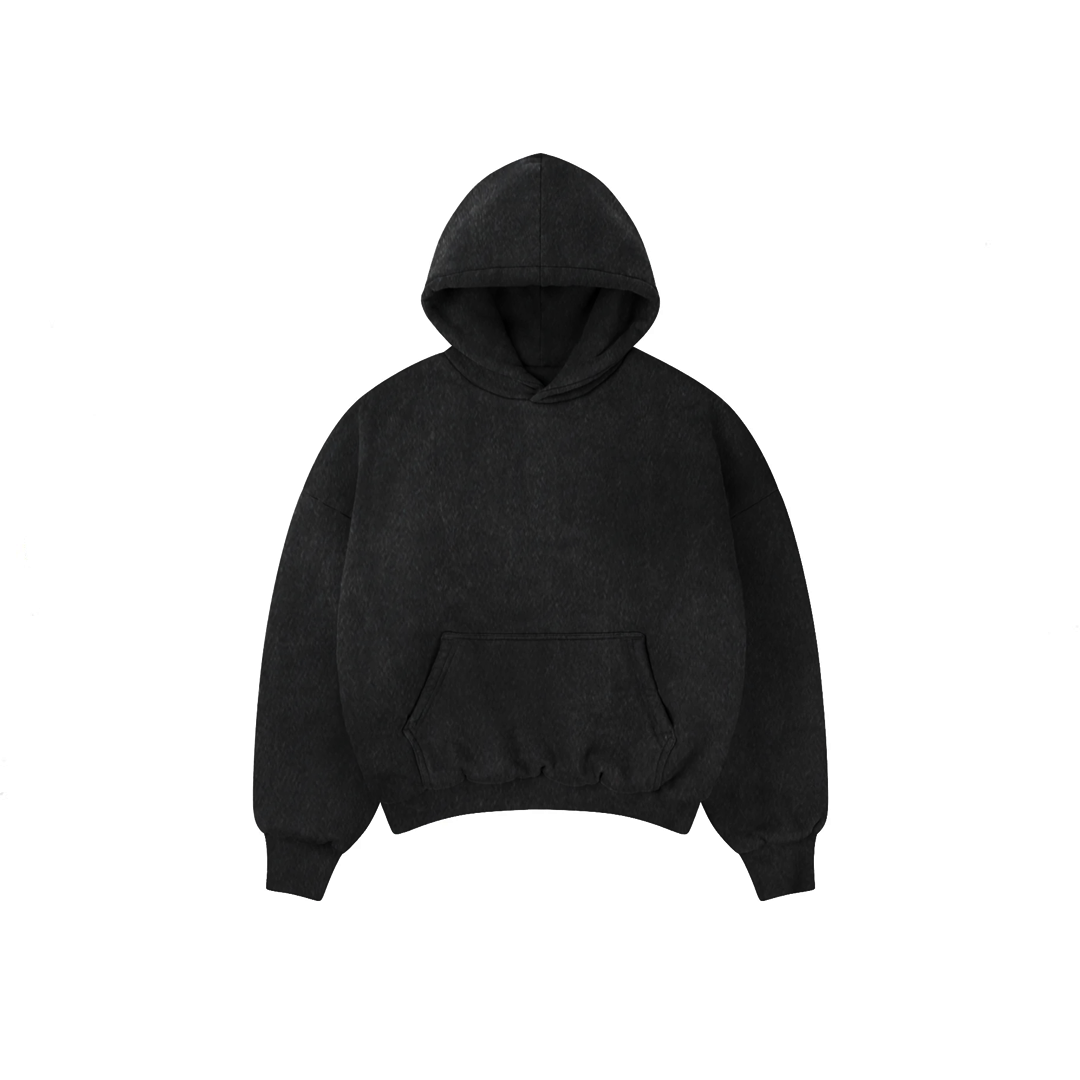Ellenvinis 1800 GSM 'Washed Black' Double Hoodie
