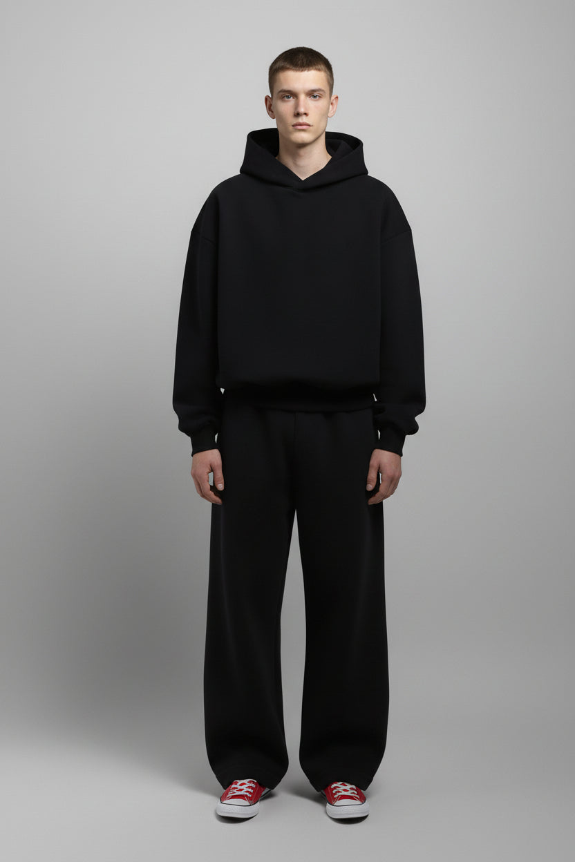 Ellenvinis THE HOODIE Double Sided Design 1200GMS Heavyweight Hoodie Vintage Black