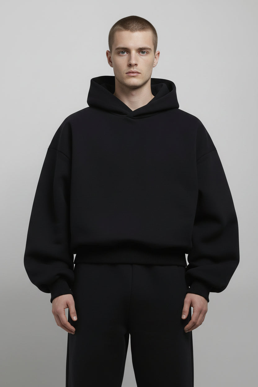 Ellenvinis THE HOODIE Double Sided Design 1200GMS Heavyweight Hoodie Vintage Black