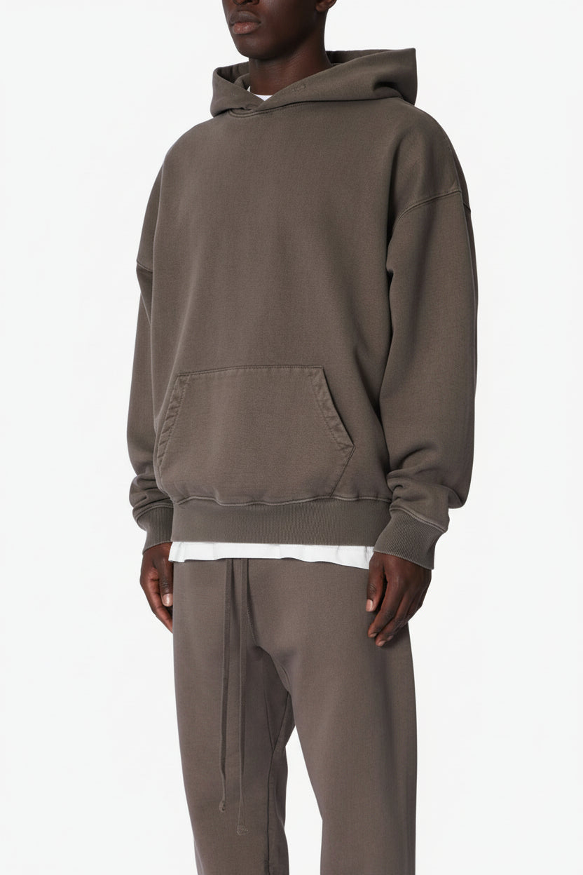 Ellenvinis 450GMS Heavyweight Vintage-Washed Hoodie and Sweatpants Set – Muddy Grey