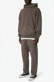 Ellenvinis 450GMS Heavyweight Vintage-Washed Hoodie and Sweatpants Set – Muddy Grey