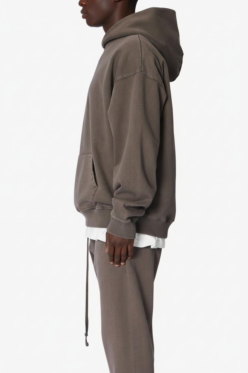 Ellenvinis 450GMS Heavyweight Vintage-Washed Hoodie and Sweatpants Set – Muddy Grey