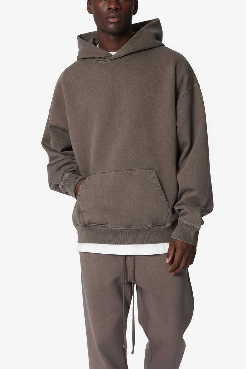 Ellenvinis 450GMS Heavyweight Vintage-Washed Hoodie and Sweatpants Set – Muddy Grey