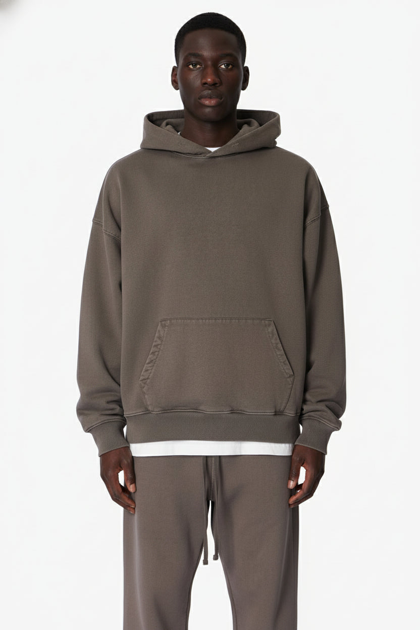 Ellenvinis 450GMS Heavyweight Vintage-Washed Hoodie and Sweatpants Set – Muddy Grey