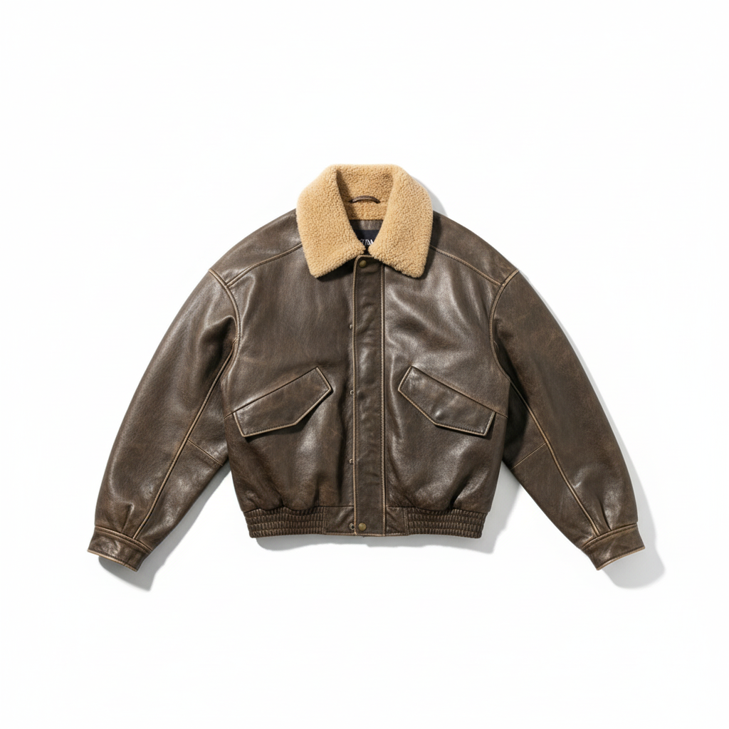 Ellenvinis Vintage Calfskin Leather Jacket – Retro Men’s Calf Leather Coat | High Street Outerwear