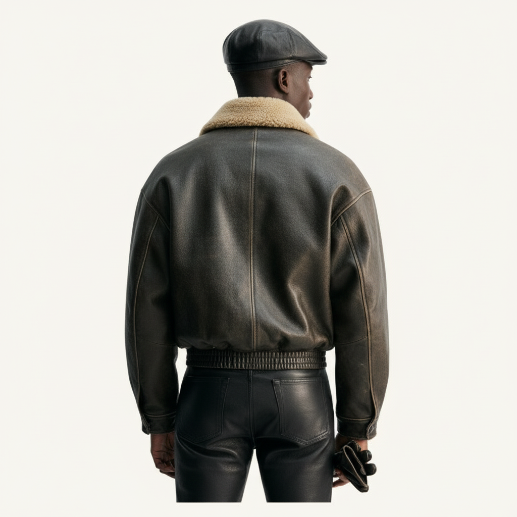 Ellenvinis Vintage Calfskin Leather Jacket – Retro Men’s Calf Leather Coat | High Street Outerwear