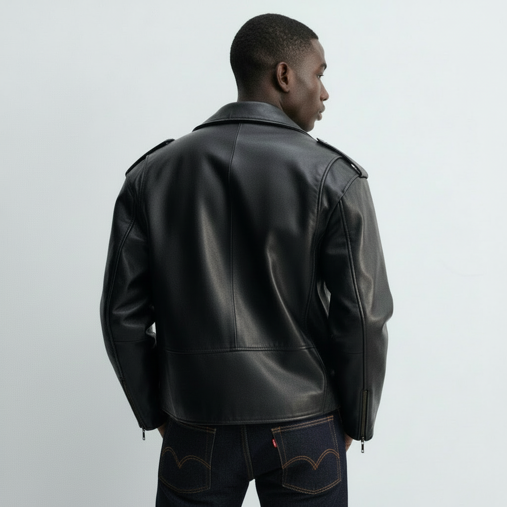 Ellenvinis Limited Edition Calfskin Biker Jacket – Vintage Men’s Leather Motorcycle Coat | High Street Streetwear