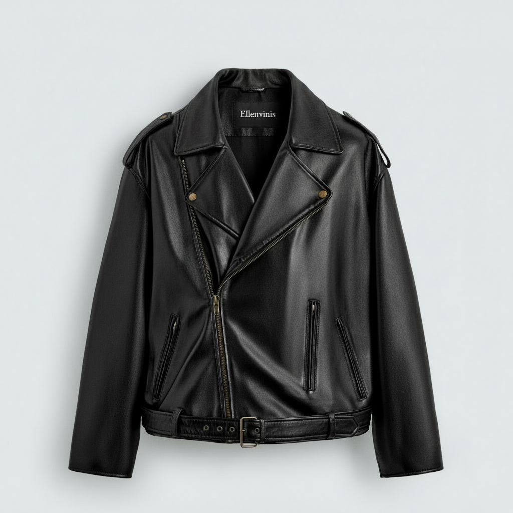 Ellenvinis Limited Edition Calfskin Biker Jacket – Vintage Men’s Leather Motorcycle Coat | High Street Streetwear