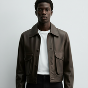 Ellenvinis Cropped Calfskin Leather Jacket – Vintage Men’s Short Leather Coat | High Street Outerwear