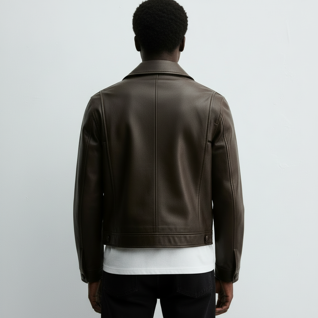 Ellenvinis Cropped Calfskin Leather Jacket – Vintage Men’s Short Leather Coat | High Street Outerwear